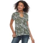 Juniors' Mudd&reg; Keyhole High-low Hem Tee, Teens, Size: Small, Med Green