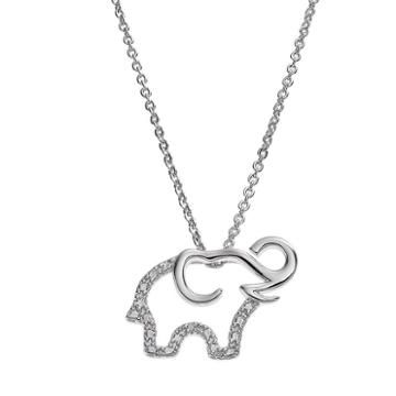 Delicate Diamonds Sterling Silver Elephant Pendant Necklace, Women's, White