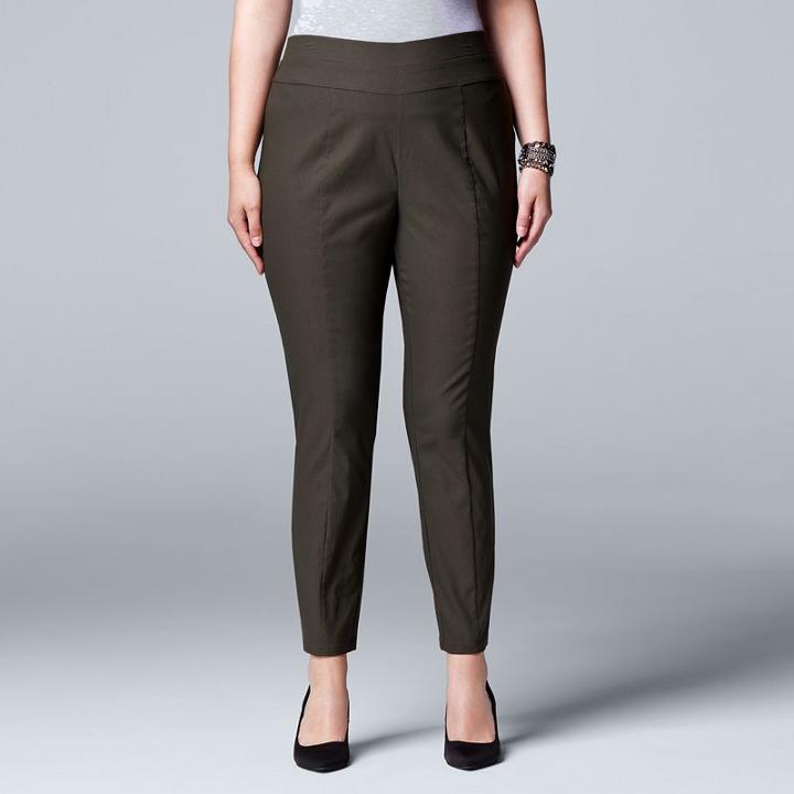 Plus Size Simply Vera Vera Wang Modern Fit Skinny Ankle Pants, Women's, Size: 0x, Dark Green