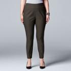 Plus Size Simply Vera Vera Wang Modern Fit Skinny Ankle Pants, Women's, Size: 0x, Dark Green