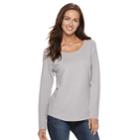 Women's Sonoma Goods For Life&trade; Supersoft Textured Raglan Tee, Size: Large, Med Grey