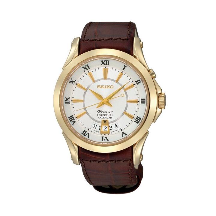 Seiko Men's Premier Leather Watch - Snq118, Brown