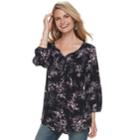 Women's Sonoma Goods For Life&trade; Printed Pintuck Peasant Top, Size: Large, Blue (navy)