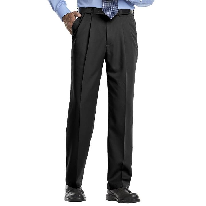 Big & Tall Haggar&reg; Cool 18&reg; Classic-fit Pleated No-iron Expandable Waist Pants, Men's, Size: 50x32, Black