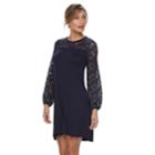 Petite Apt. 9&reg; Lace Yoke A-line Dress, Women's, Size: M Petite, Dark Blue