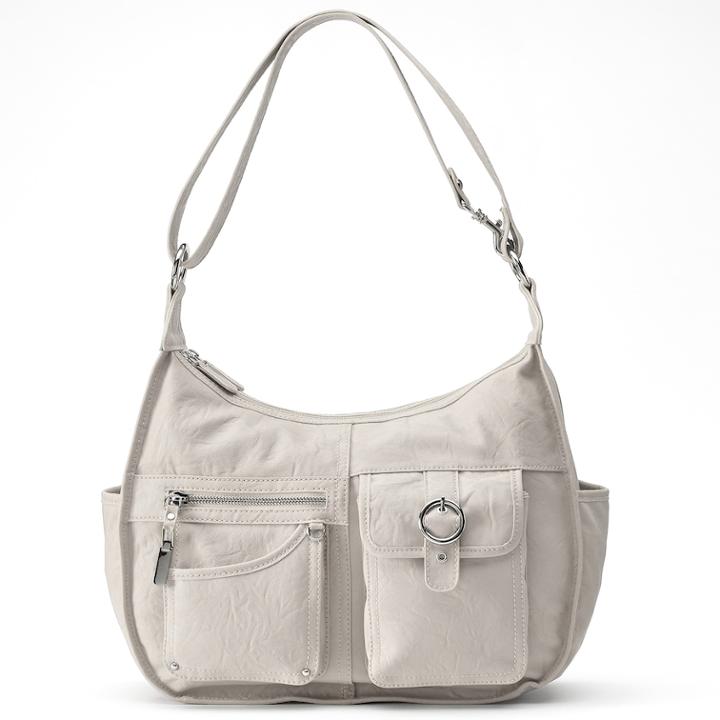 Rosetti Riveting Seams Convertible Hobo Bag, Women's, Light Grey