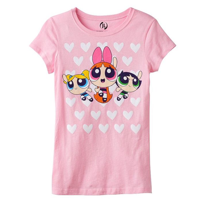 Girls 7-16 Powerpuff Girls Bubbles, Blossom & Buttercup Hearts Graphic Tee, Girl's, Size: Large, Med Pink
