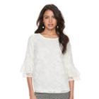 Women's Elle&trade; Floral Jacquard Top, Size: Small, White