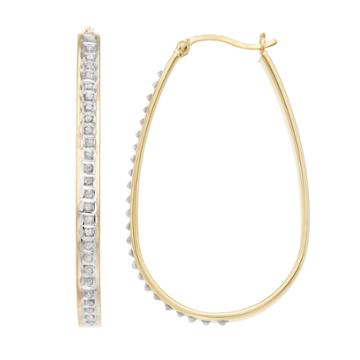 Diamond Mystique Oval Hoop Earrings, Women's, Yellow