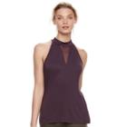 Women's Rock & Republic&reg; Mesh Halter Tank, Size: Large, Purple