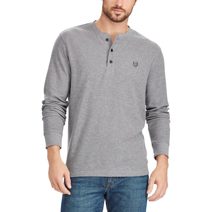 Big & Tall Chaps Classic-fit Waffle-weave Henley, Men's, Size: 3xl Tall, Grey