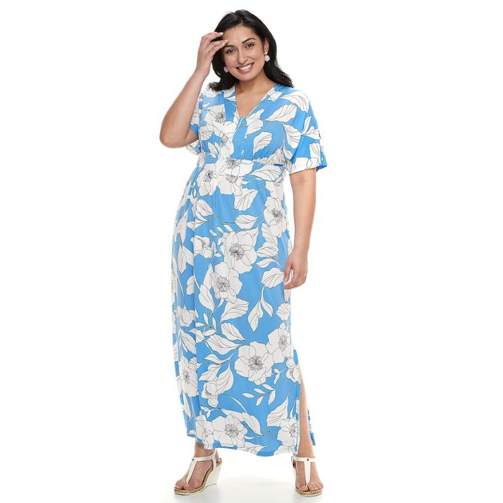 Plus Size Suite 7 Floral Maxi Dress, Women's, Size: 2xl, Blue