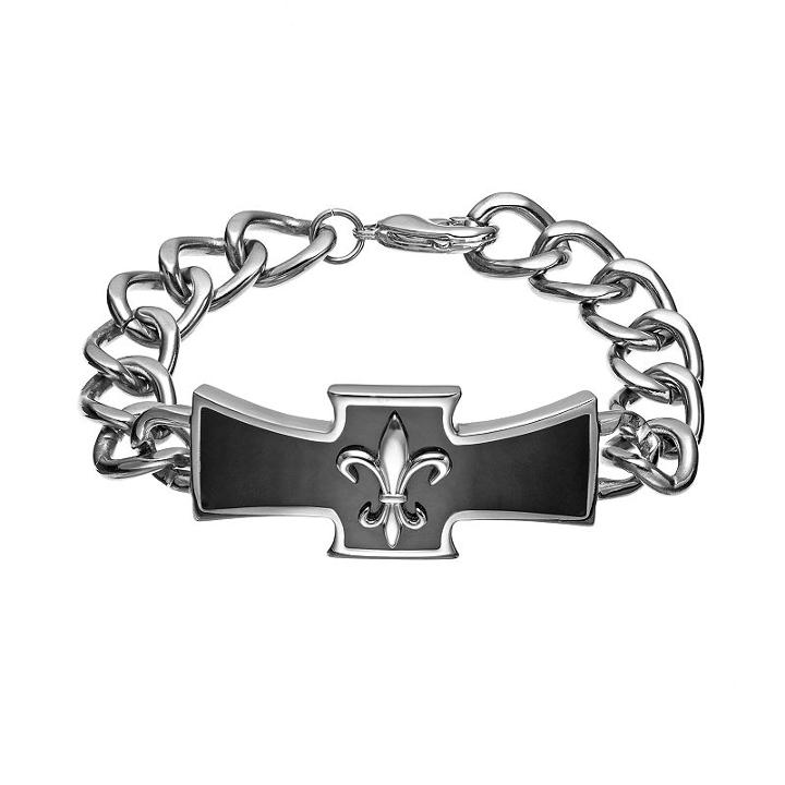 Titanium Cross Link Bracelet - Men, Size: 8.5, Black