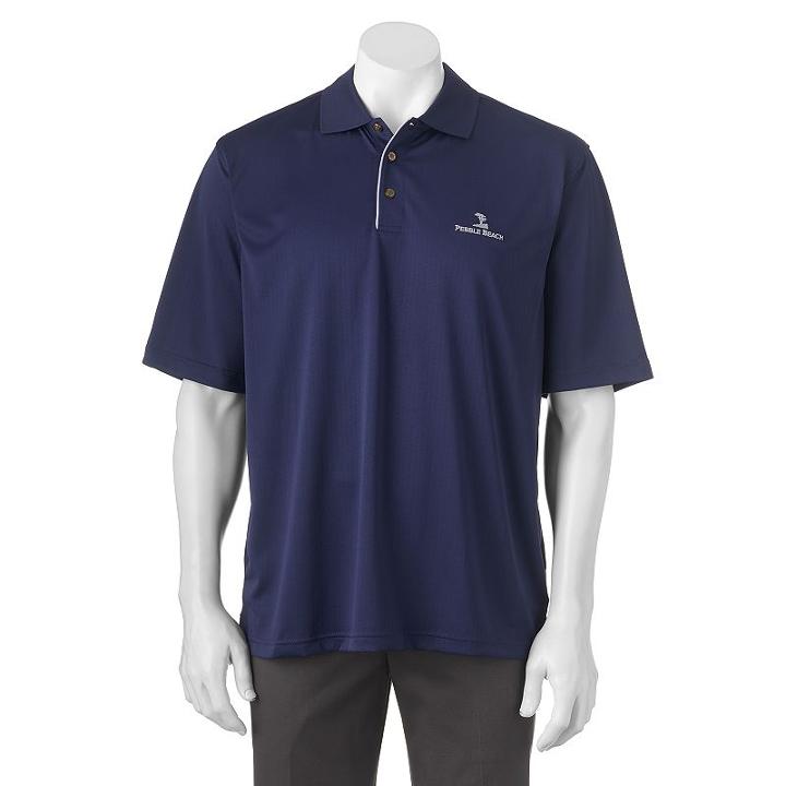 Men's Pebble Beach Classic-fit Textured Performance Golf Polo, Size: Small, Blue (navy)