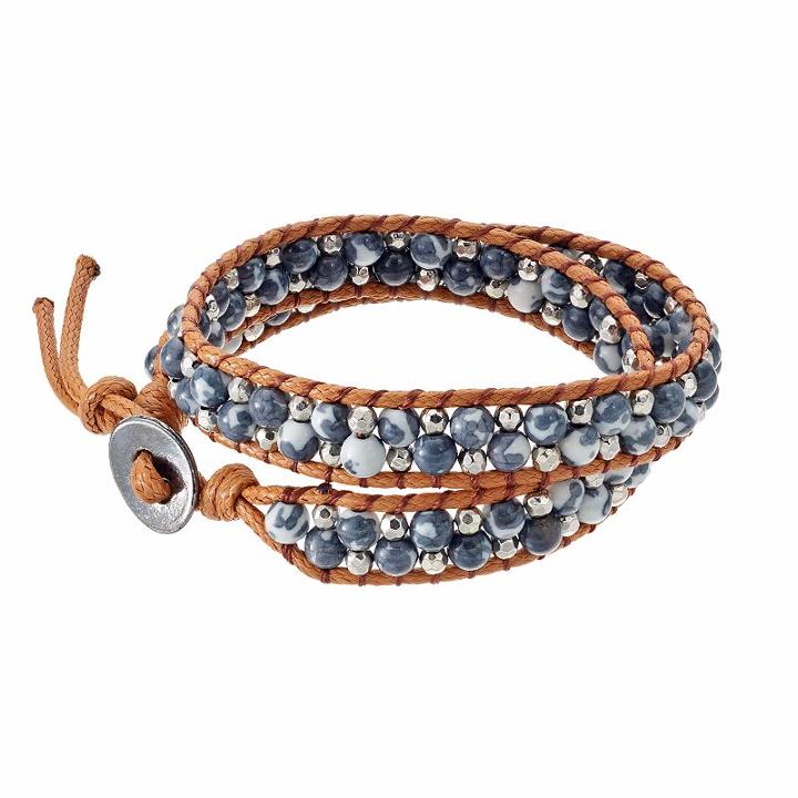 Blue Beaded Cord Wrap Bracelet, Women's