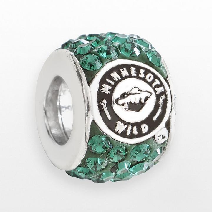 Logoart Minnesota Wild Sterling Silver Crystal Logo Bead - Made With Swarovski Crystals, Women's, Green
