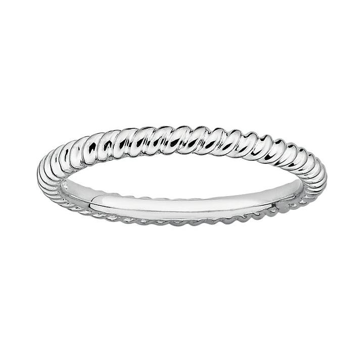 Stacks And Stones Sterling Silver Twist Stack Ring, Women's, Size: 5, Grey