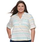 Plus Size Cathy Daniels Stripe Top, Women's, Size: 2xl, Beige