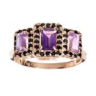 Amethyst And Spinel 14k Rose Gold Over Silver Rectangle Halo Ring, Women's, Size: 6, Multicolor