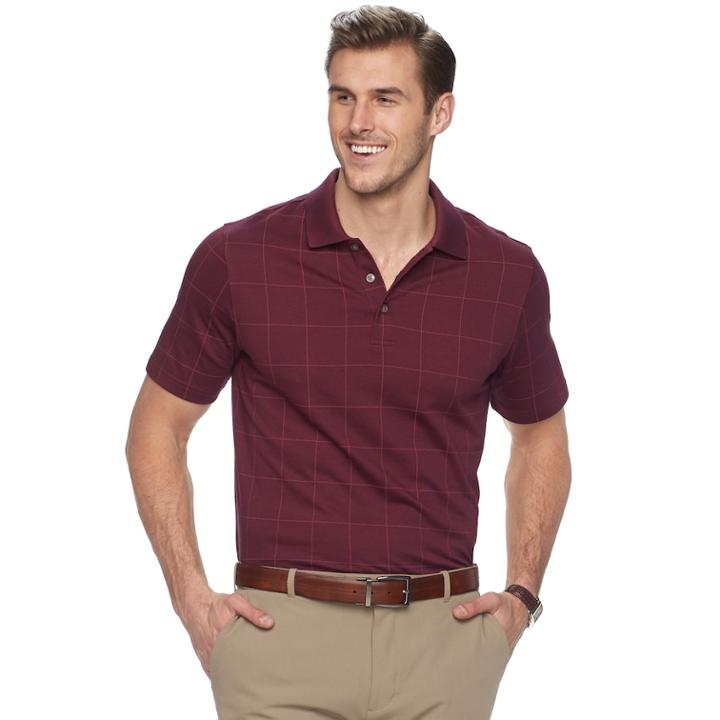 Big & Tall Van Heusen Flex Classic-fit Windowpane Polo, Men's, Size: 4xb, Brt Pink