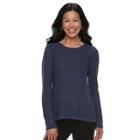 Women's Croft & Barrow&reg; Cozy Crewneck Sweater, Size: Xs, Med Blue