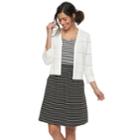 Women's Nina Leonard Texture-striped Shrug, Size: Xl, White