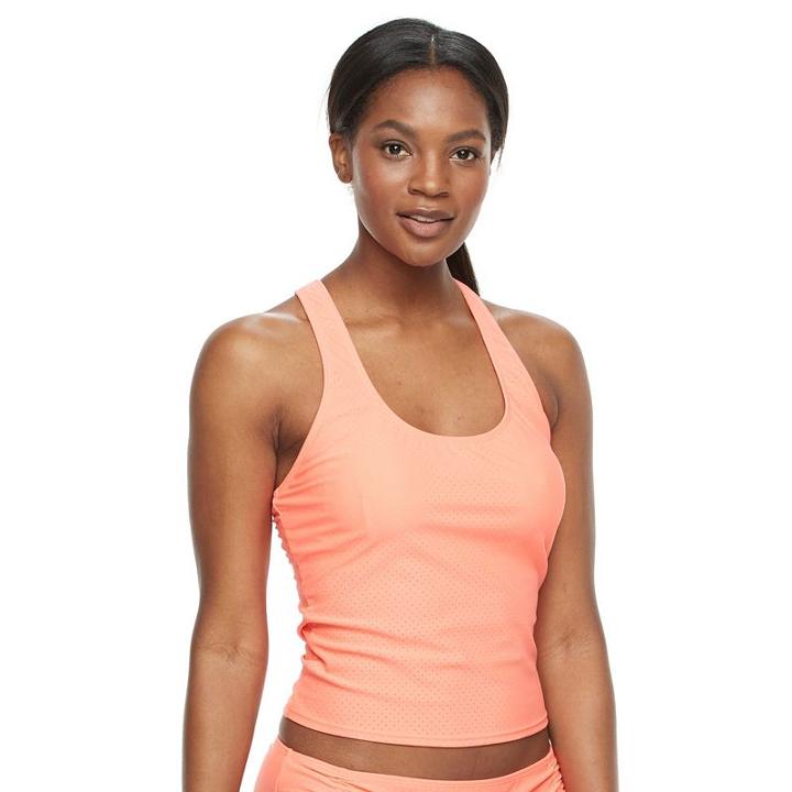 Women's Rbx Mesh Strappy Tankini Top, Size: Medium, Orange