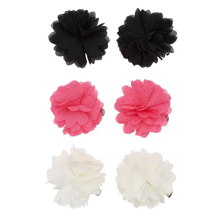 Girls 4-16 6-pk. Glitter Flower Hair Clips, Dark Pink