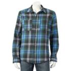 Big & Tall Urban Pipeline&reg; Plaid Flannel Button-down Shirt, Men's, Size: L Tall, Dark Grey