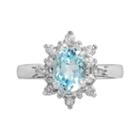 Sterling Silver Blue Topaz & Cubic Zirconia Floral Ring, Women's, Size: 6