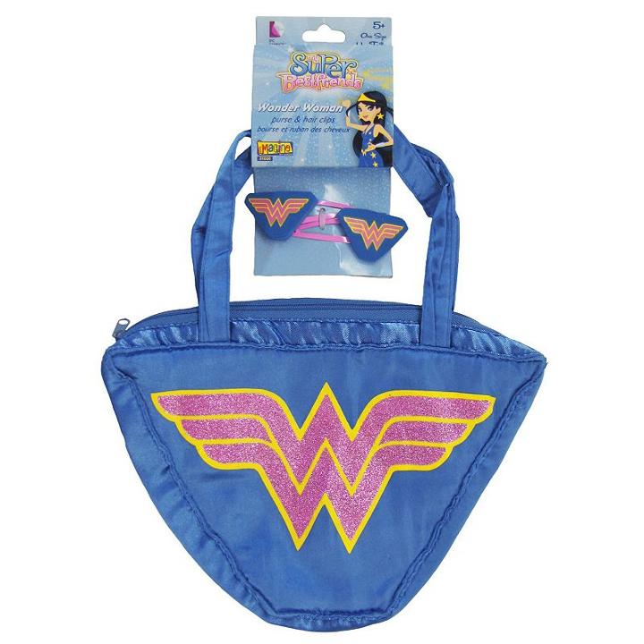 Kids Wonder Woman Costume Purse & Hair Clips Set, Girl's, Blue