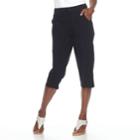Women's Croft & Barrow&reg; Sheeting Pull-on Capris, Size: Medium, Black