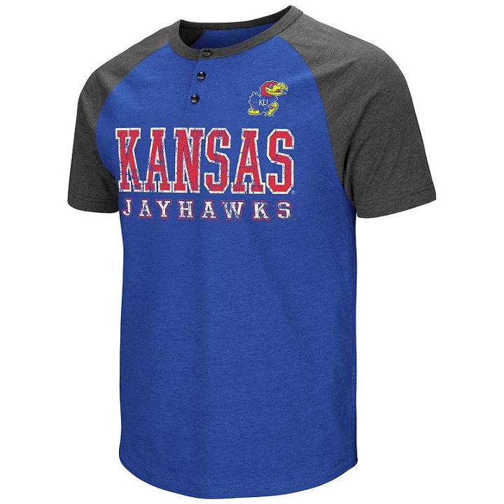 Men's Colosseum Kansas Jayhawks Spotter Henley, Size: Xl, Med Blue