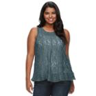 Juniors' Plus Size Mudd&reg; Sheer Lace Tank Top, Girl's, Size: 2xl, Blue