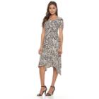 Petite Dana Buchman Printed Shark-bite Hem Dress, Women's, Size: Xl Petite, Beig/green (beig/khaki)