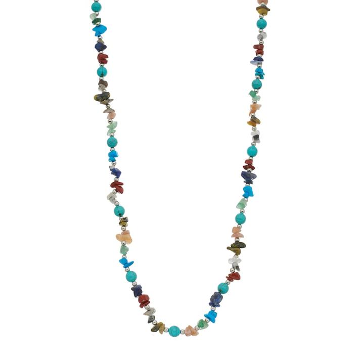 Silver Tone Bead Long Necklace, Women's, Multicolor