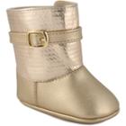 Baby Girl Wee Kids Metallic Boot Crib Shoes, Size: 1, Med Beige