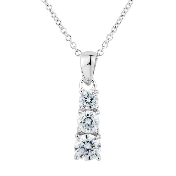 Diamonluxe Sterling Silver 1 1/4 Carat T.w. Simulated Diamond 3-stone Pendant, Women's, Size: 18, White