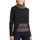 Women's Chaps Fairisle Pullover Sweatshirt, Size: Medium, Black