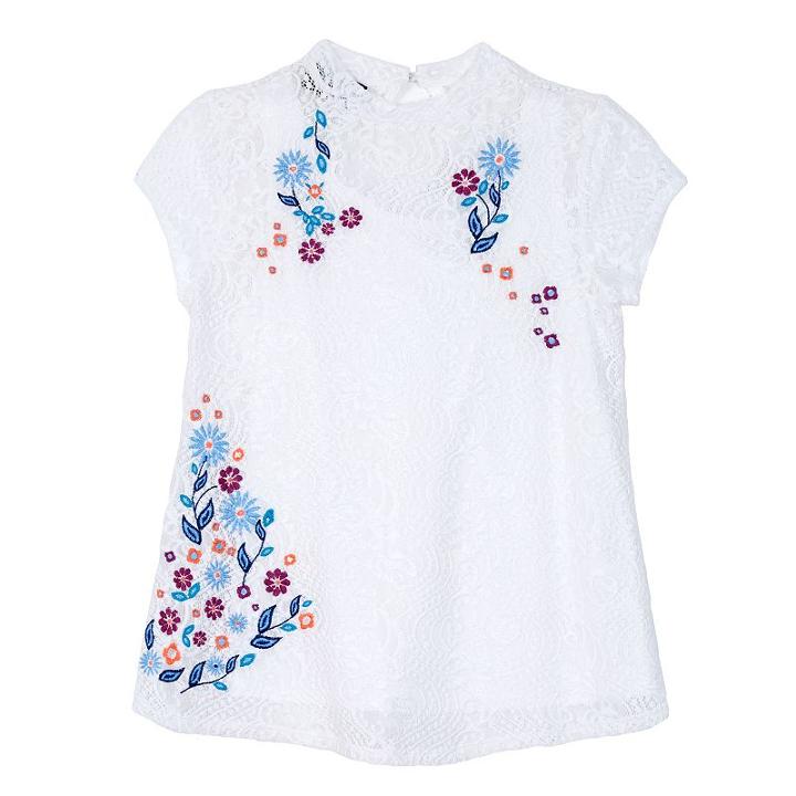 Girls 7-16 Iz Amy Byer Lace Embroidered Mockneck Top, Girl's, Size: Medium, White