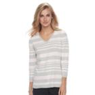 Women's Croft & Barrow&reg; V-neck Jersey Sweater, Size: Small, Med Grey