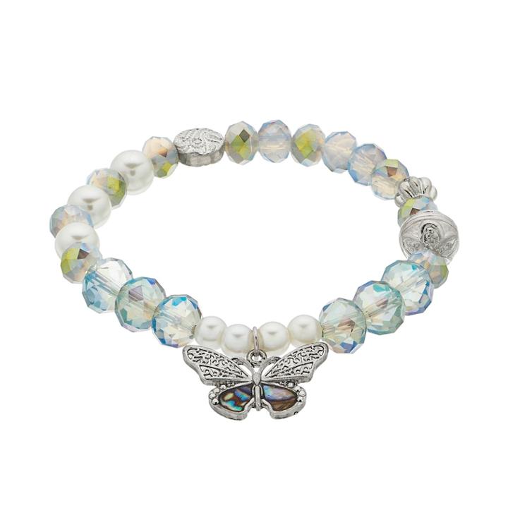 Believe In Beaded Butterfly Charm Stretch Bracelet, Women's, Multicolor