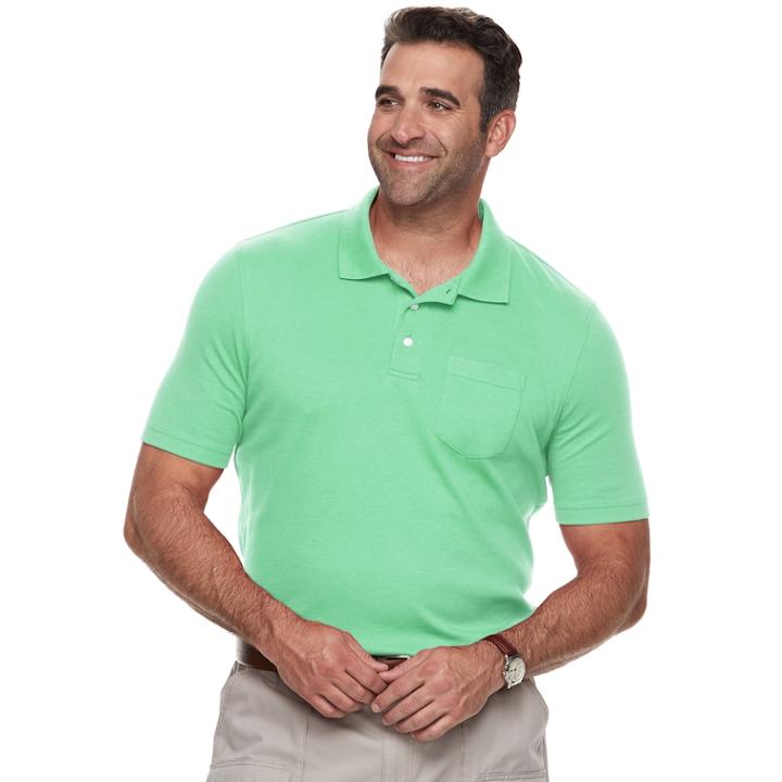Big & Tall Croft & Barrow&reg; Classic-fit Easy-care Interlock Pocket Polo, Men's, Size: 2xb, Turquoise/blue (turq/aqua)