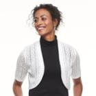 Petite Croft & Barrow&reg; Pointelle Elbow Sleeve Shrug, Women's, Size: Xl Petite, White
