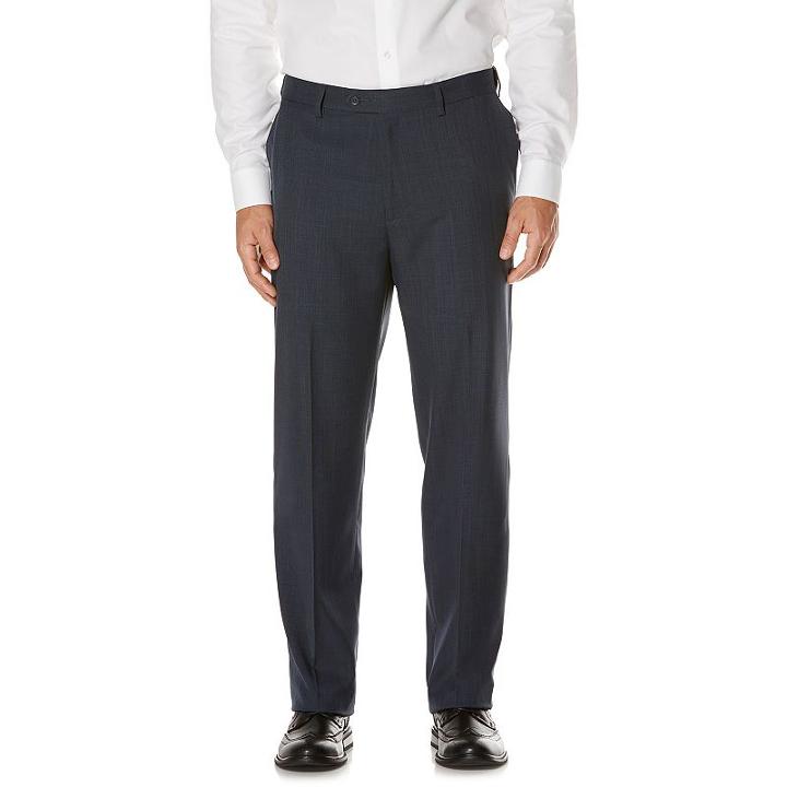 Men's Savane Active Flex Classic-fit Flat-front Dress Pants, Size: 30x32, Dark Blue