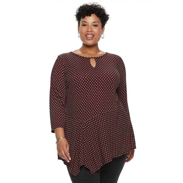 Plus Size Dana Buchman Keyhole Asymmetrical Top, Women's, Size: 1xl, Dark Pink