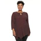 Plus Size Dana Buchman Keyhole Asymmetrical Top, Women's, Size: 1xl, Dark Pink