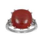 Lavish By Tjm Sterling Silver Red Agate Ring - Made With Swarovski Marcasite, Women's, Size: 6