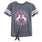 Girls 7-16 Miss Chievous Unicorn Squad Tie-front Varsity Tee, Size: Small, Grey (charcoal)