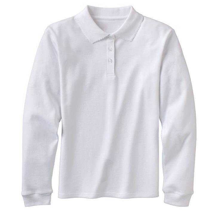 Girls 4-6x Chaps Picot-trim School Uniform Polo, Girl's, Size: Xl, White